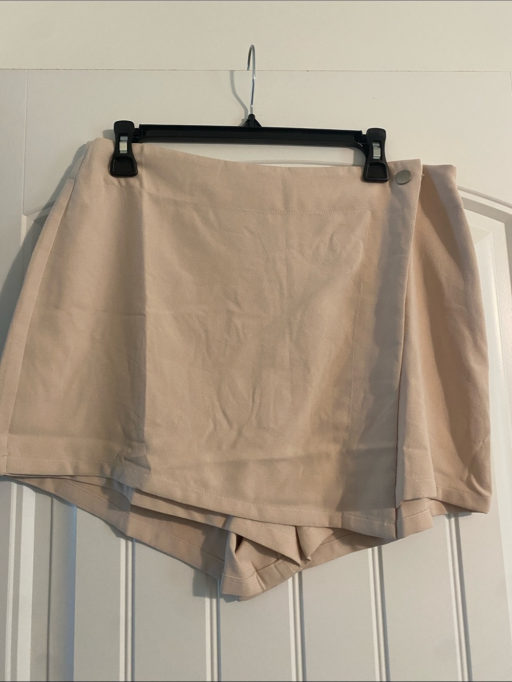 High-Rise Cream Wrap Skort Shorts